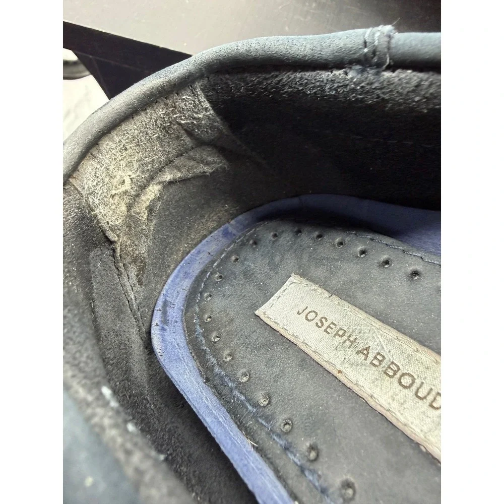 Joseph Abboud Boat Shoes‎ Mens 10 Navy Blue Nubuck Leather Moc Toe Deck Loafers